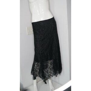 Black Cache Floral Lace Skirt Long Size 4